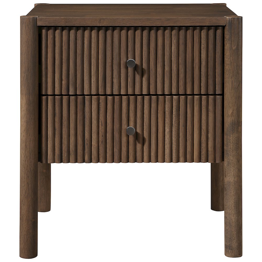 Kivo Walnut Solid Wood Nightstand. Picture 2