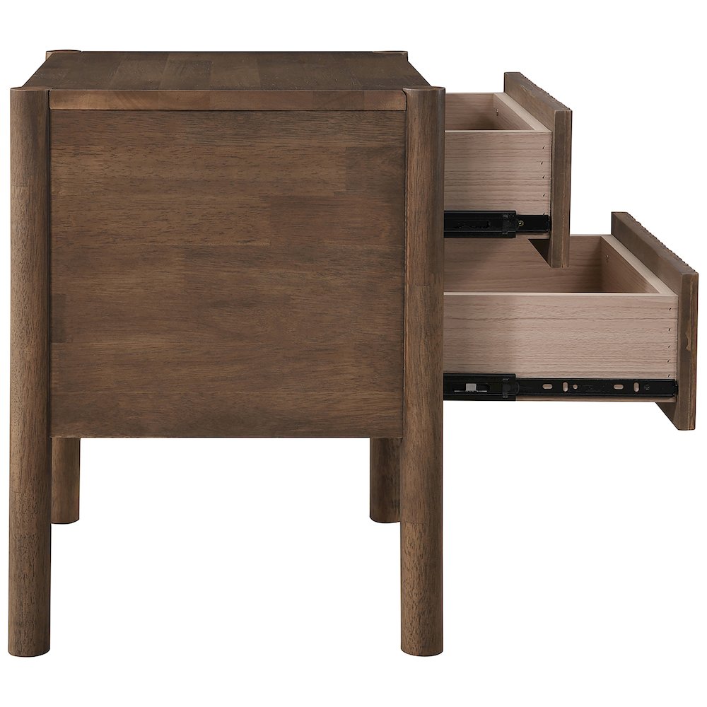 Kivo Walnut Solid Wood Nightstand. Picture 8