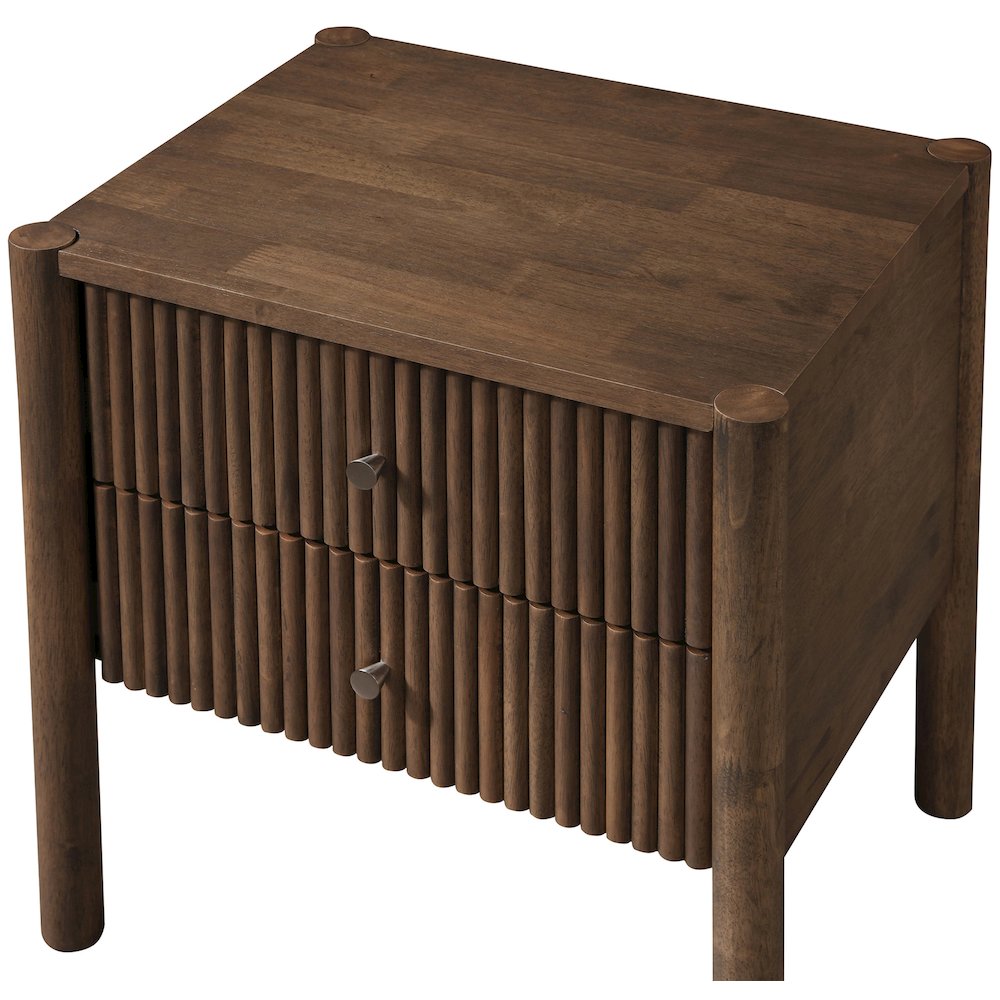 Kivo Walnut Solid Wood Nightstand. Picture 5
