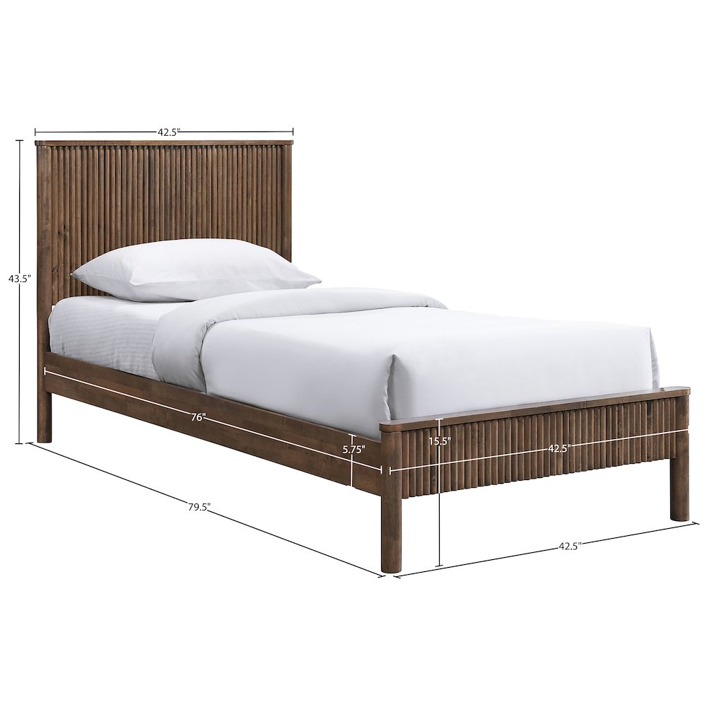 Kivo Walnut Solid Wood Twin Bed. Picture 5