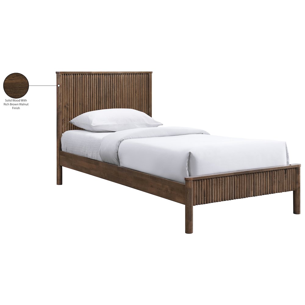 Kivo Walnut Solid Wood Twin Bed. Picture 6