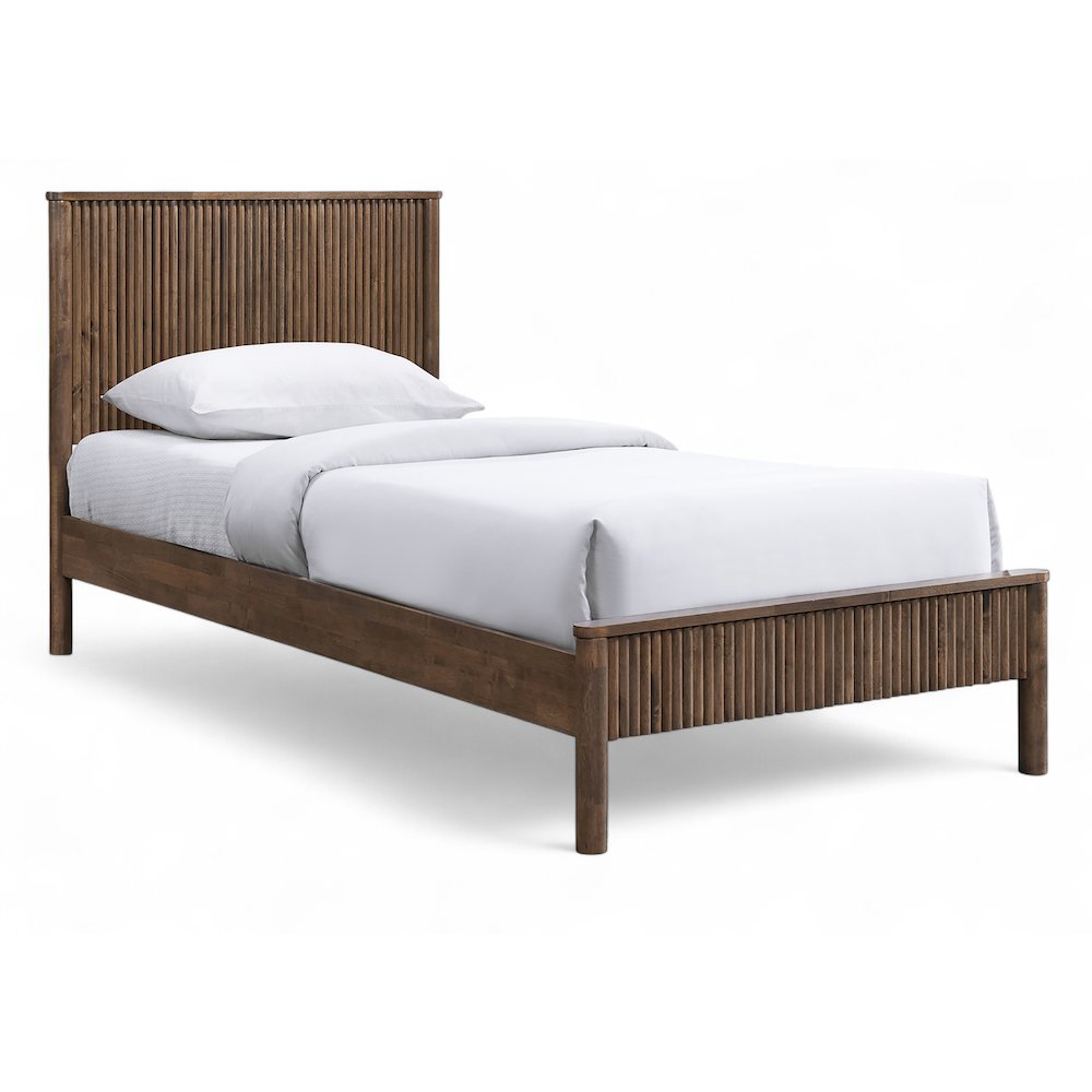 Kivo Walnut Solid Wood Twin Bed. Picture 1
