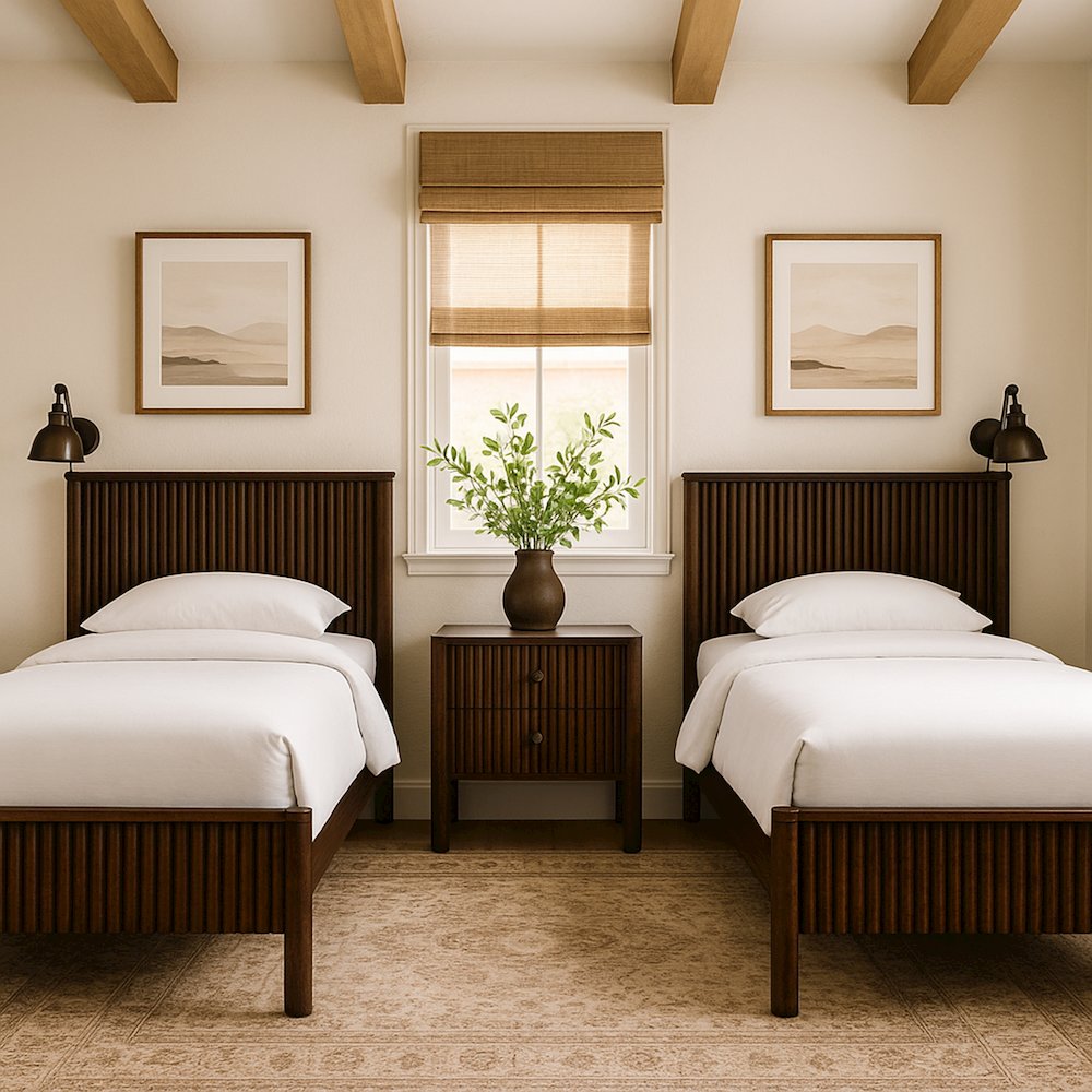 Kivo Walnut Solid Wood Twin Bed. Picture 7