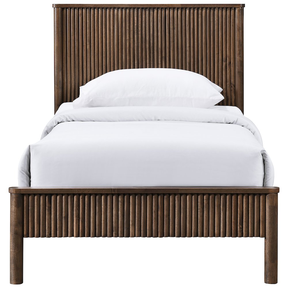 Kivo Walnut Solid Wood Twin Bed. Picture 2
