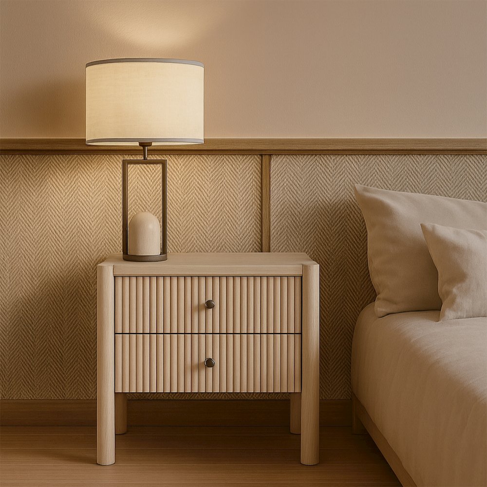 Kivo Natural Solid Wood Nightstand. Picture 7