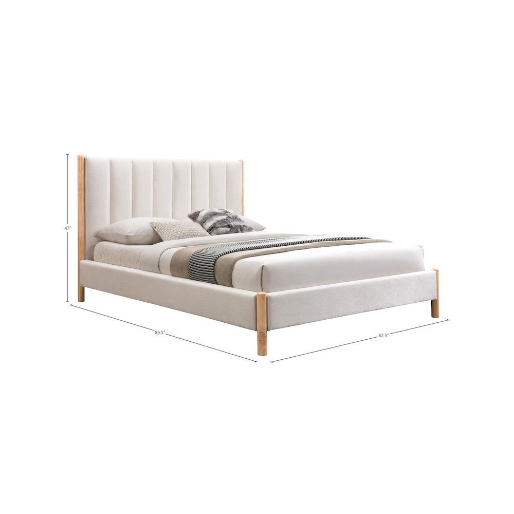 Kona Cream Polyester Fabric King Bed. Picture 6