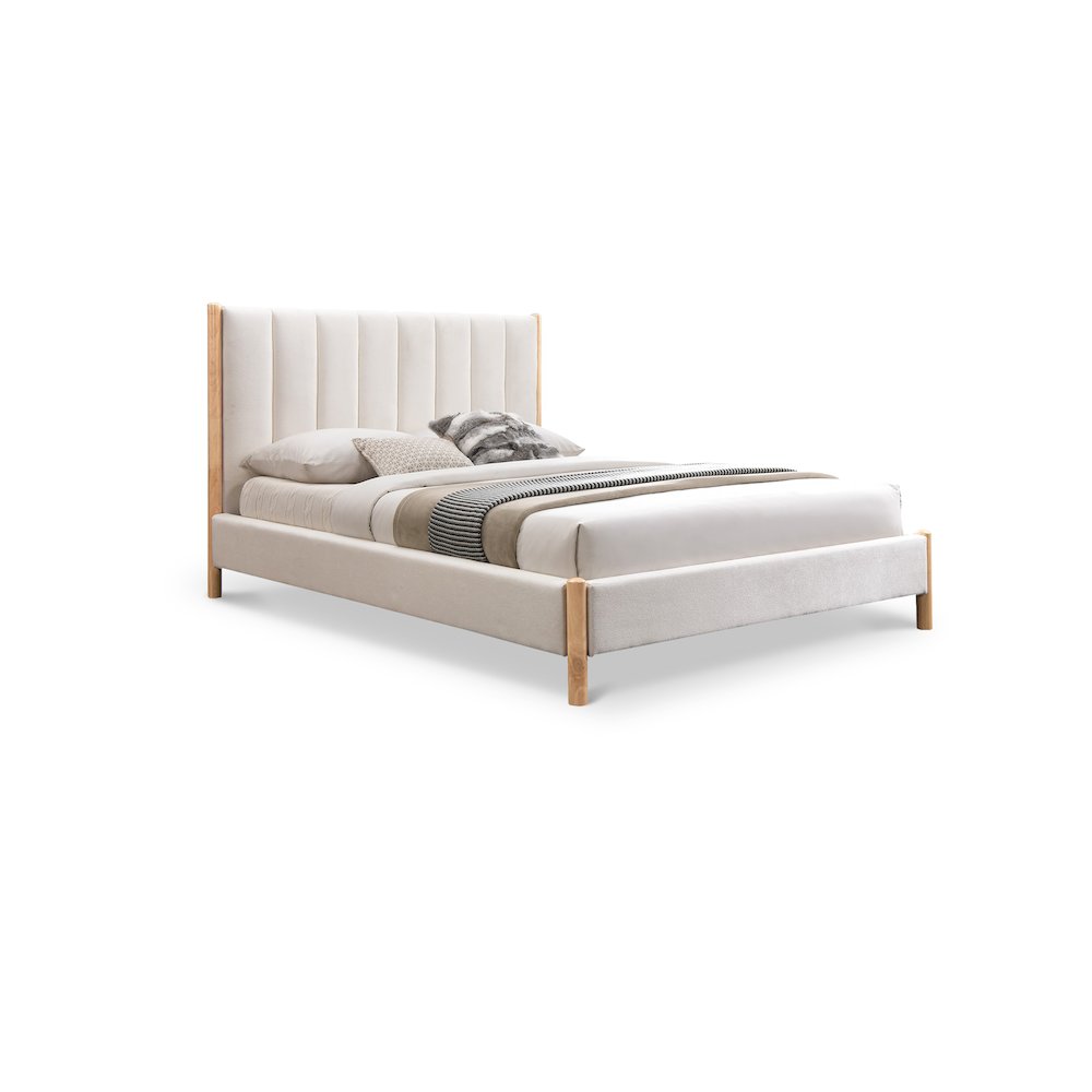 Kona Cream Polyester Fabric King Bed. Picture 1