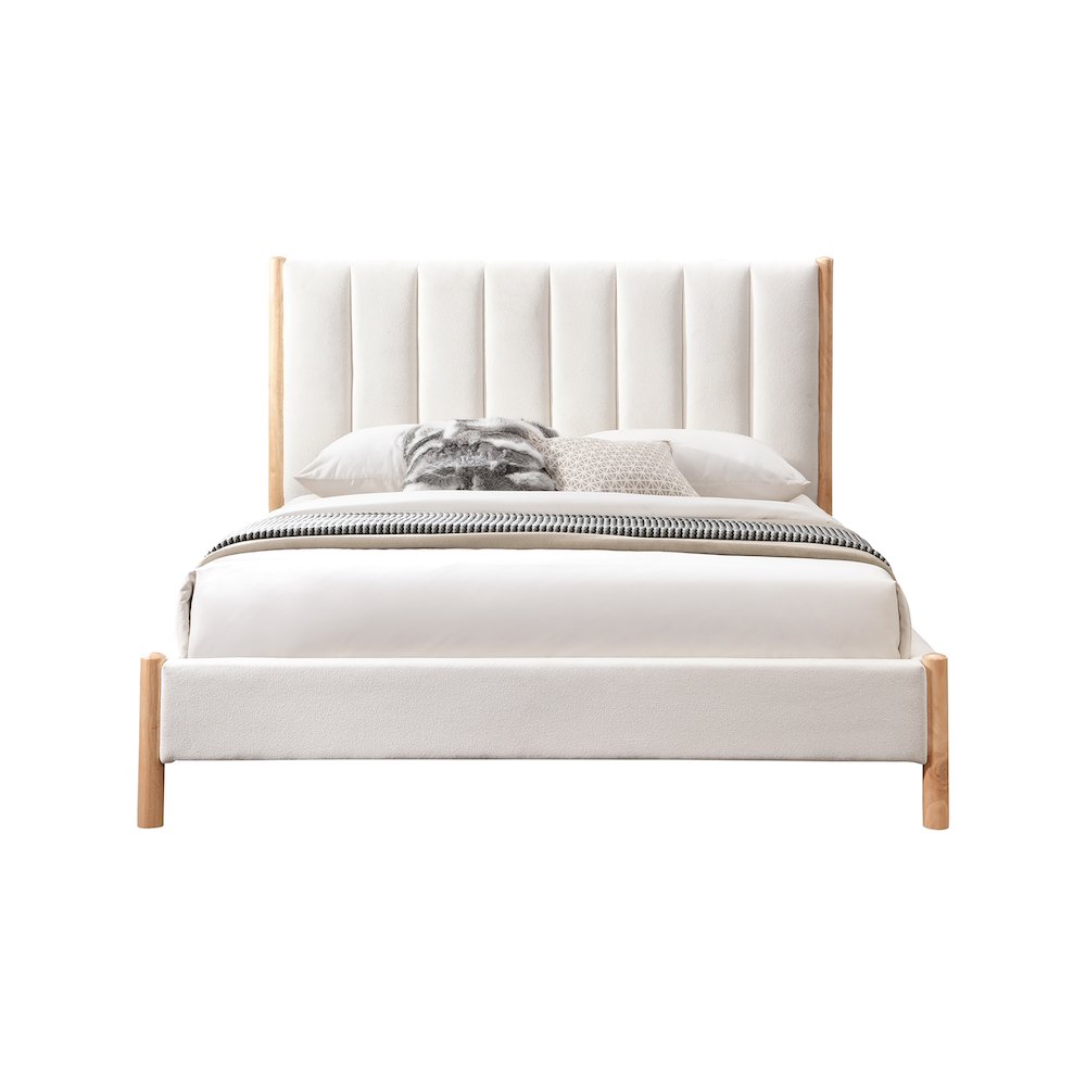 Kona Cream Polyester Fabric King Bed. Picture 2