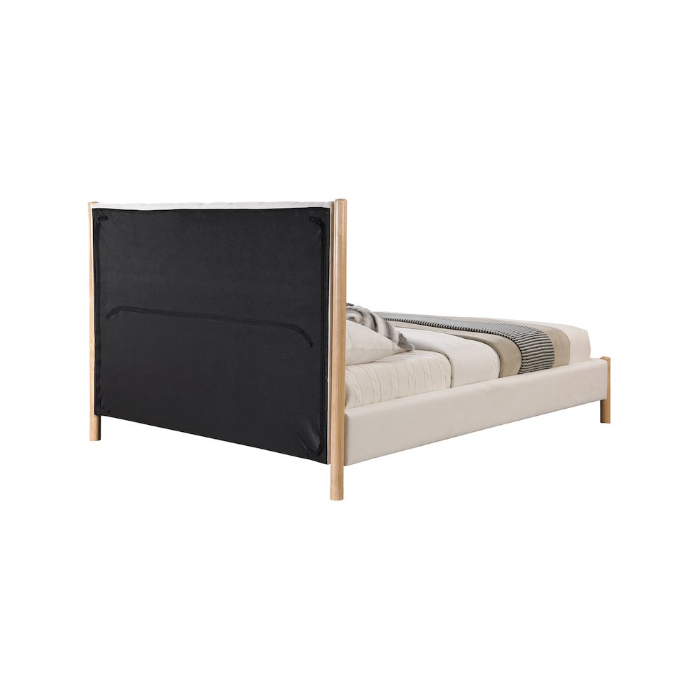 Kona Cream Polyester Fabric Queen Bed. Picture 4