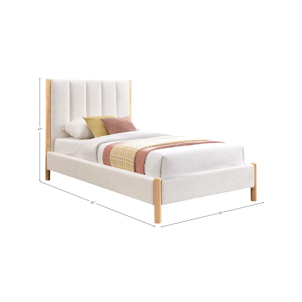 Kona Cream Polyester Fabric Twin Bed. Picture 6