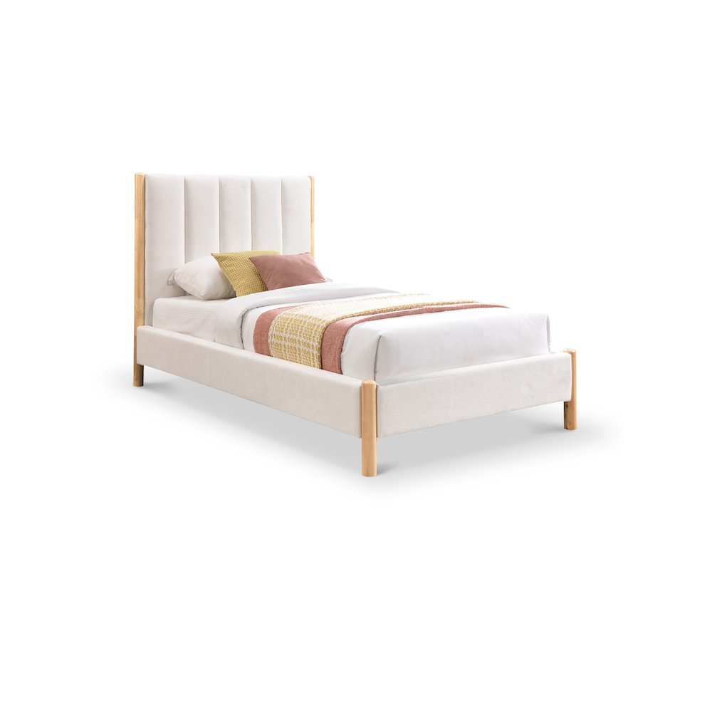Kona Cream Polyester Fabric Twin Bed. Picture 1