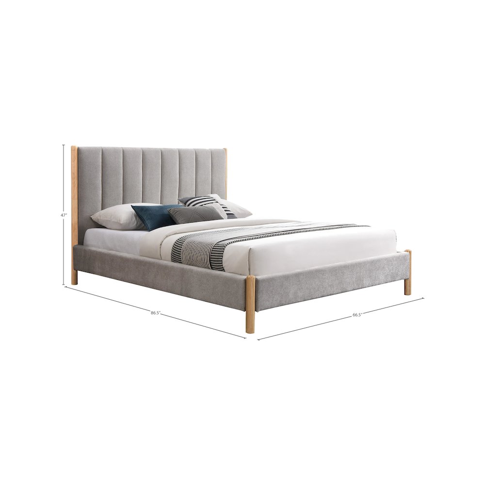 Kona Grey Polyester Fabric Queen Bed. Picture 6