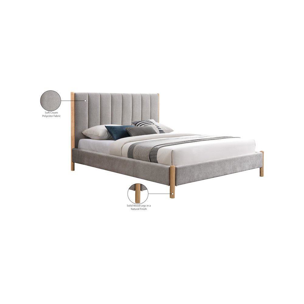 Kona Grey Polyester Fabric Queen Bed. Picture 7