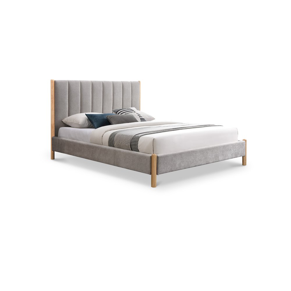 Kona Grey Polyester Fabric Queen Bed. Picture 1