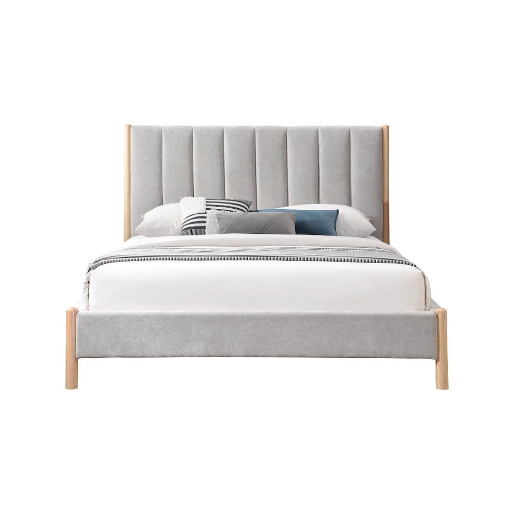 Kona Grey Polyester Fabric Queen Bed. Picture 2