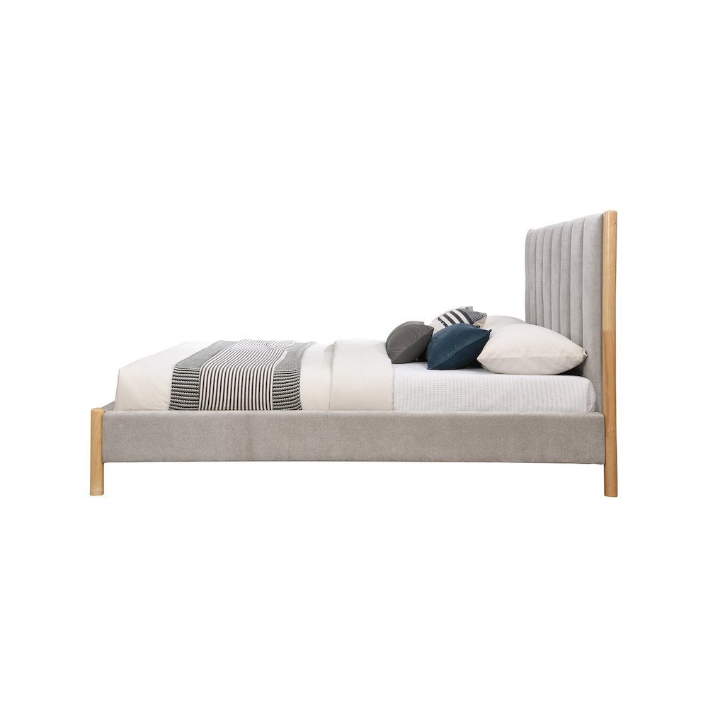 Kona Grey Polyester Fabric Queen Bed. Picture 3