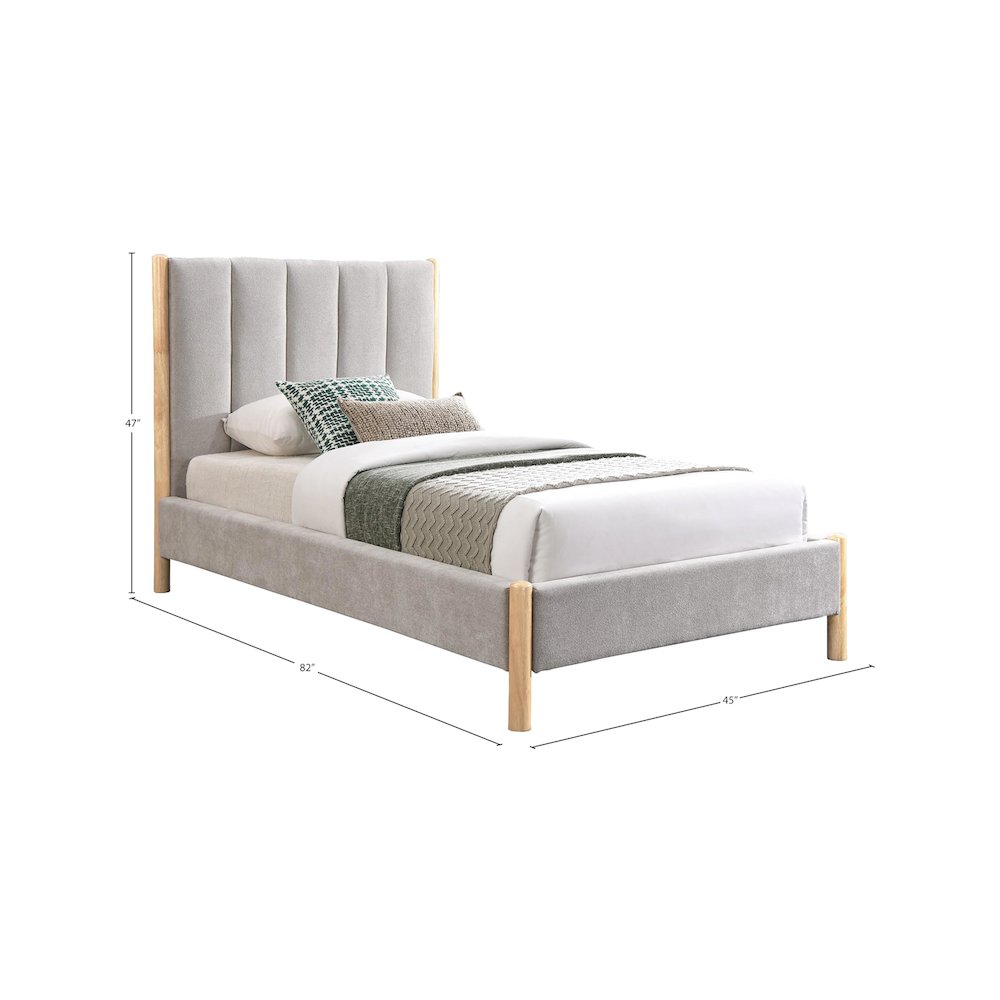 Kona Grey Polyester Fabric Twin Bed. Picture 6