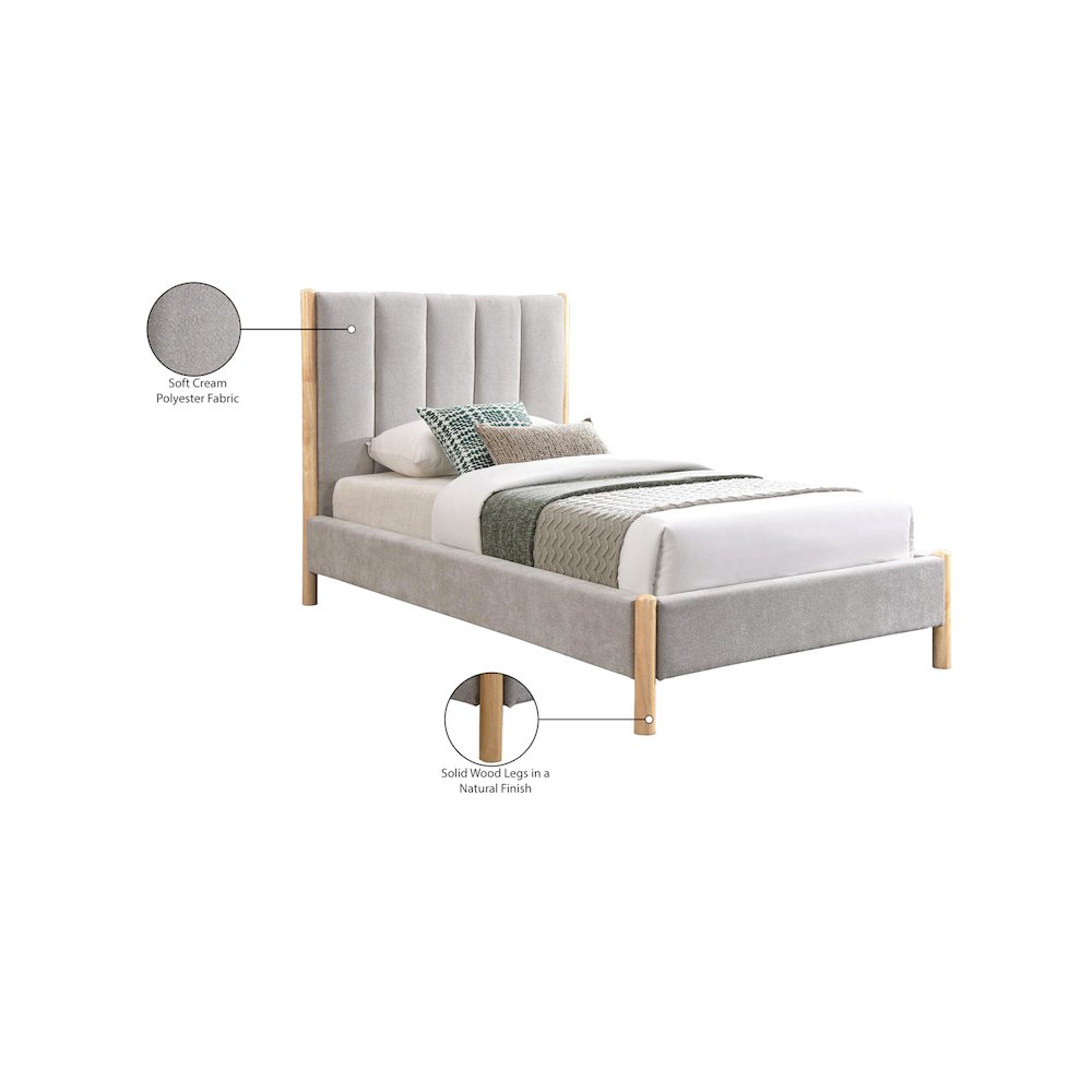 Kona Grey Polyester Fabric Twin Bed. Picture 7
