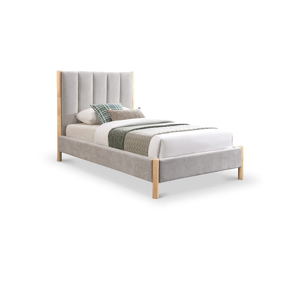 Kona Grey Polyester Fabric Twin Bed. Picture 1
