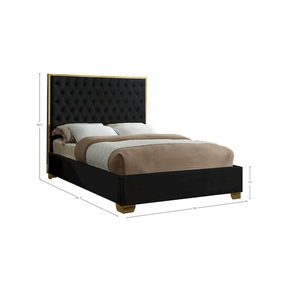 Lana Black Velvet Full Bed. Picture 2