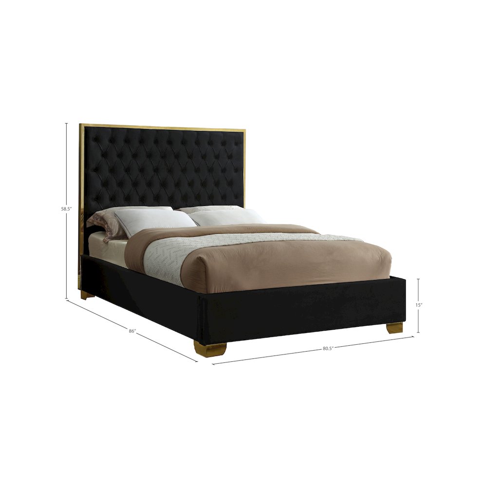 Lana Black Velvet King Bed. Picture 2