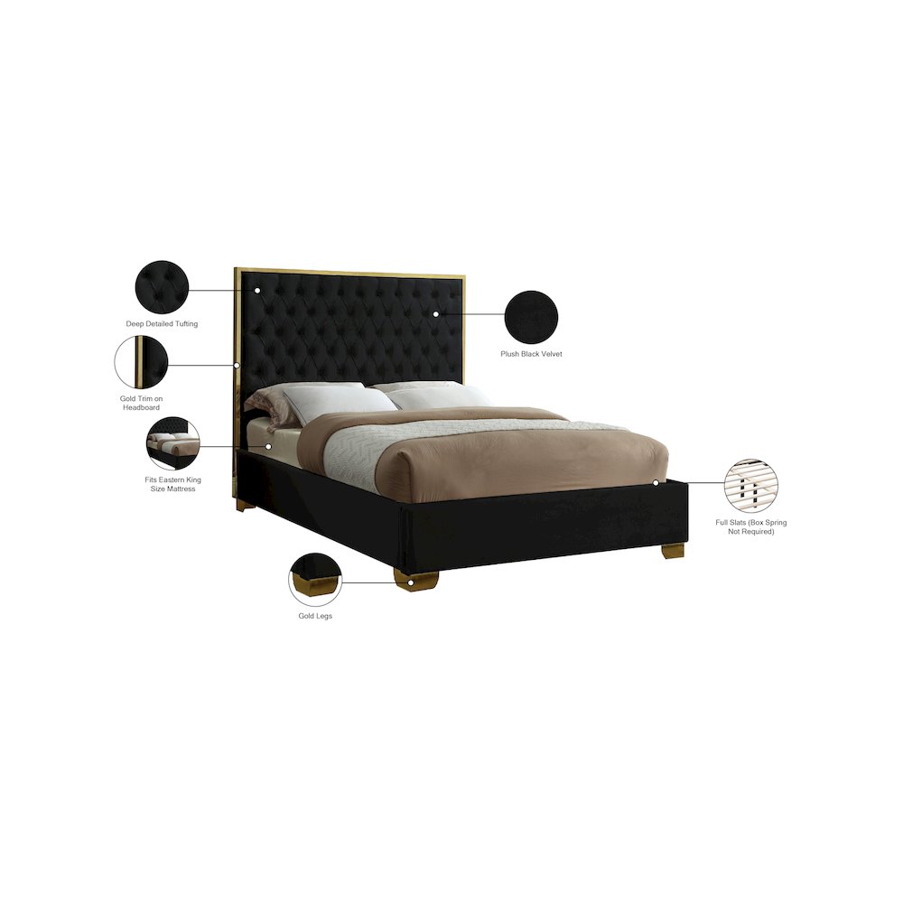 Lana Black Velvet King Bed. Picture 3