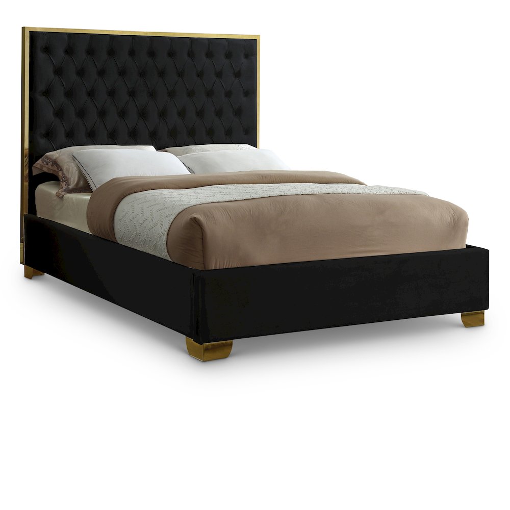 Lana Black Velvet King Bed. Picture 1