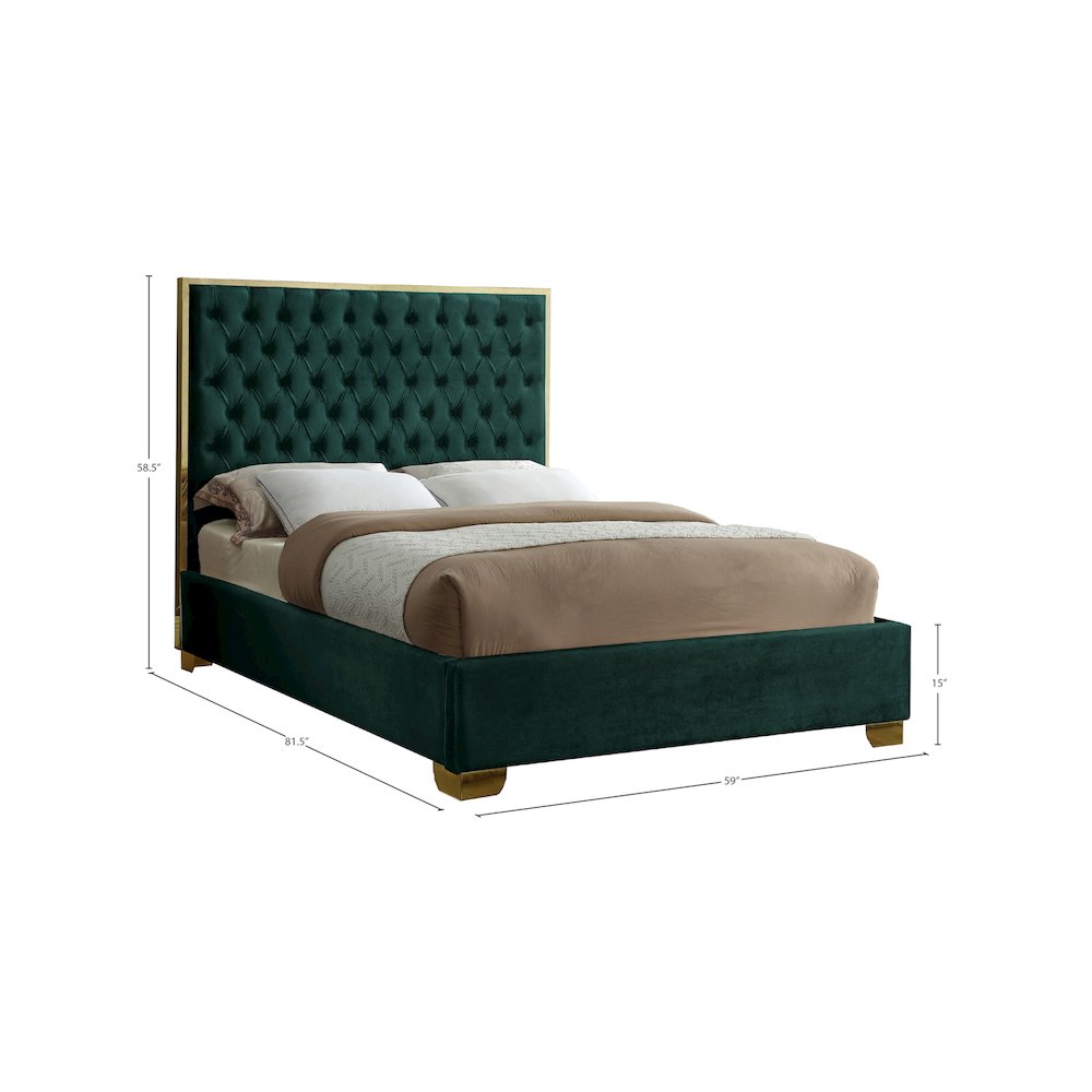 Lana Green Velvet Full Bed. Picture 2