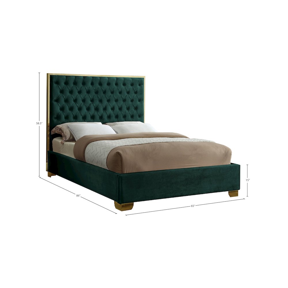 Lana Green Velvet Queen Bed. Picture 2