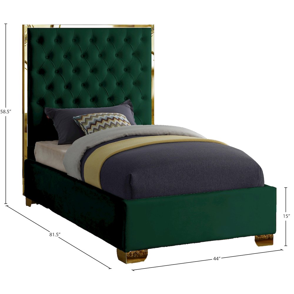 Lana Green Velvet Twin Bed. Picture 2