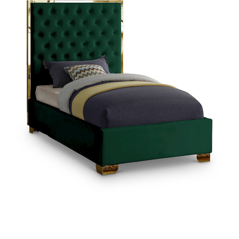 Lana Green Velvet Twin Bed. Picture 1