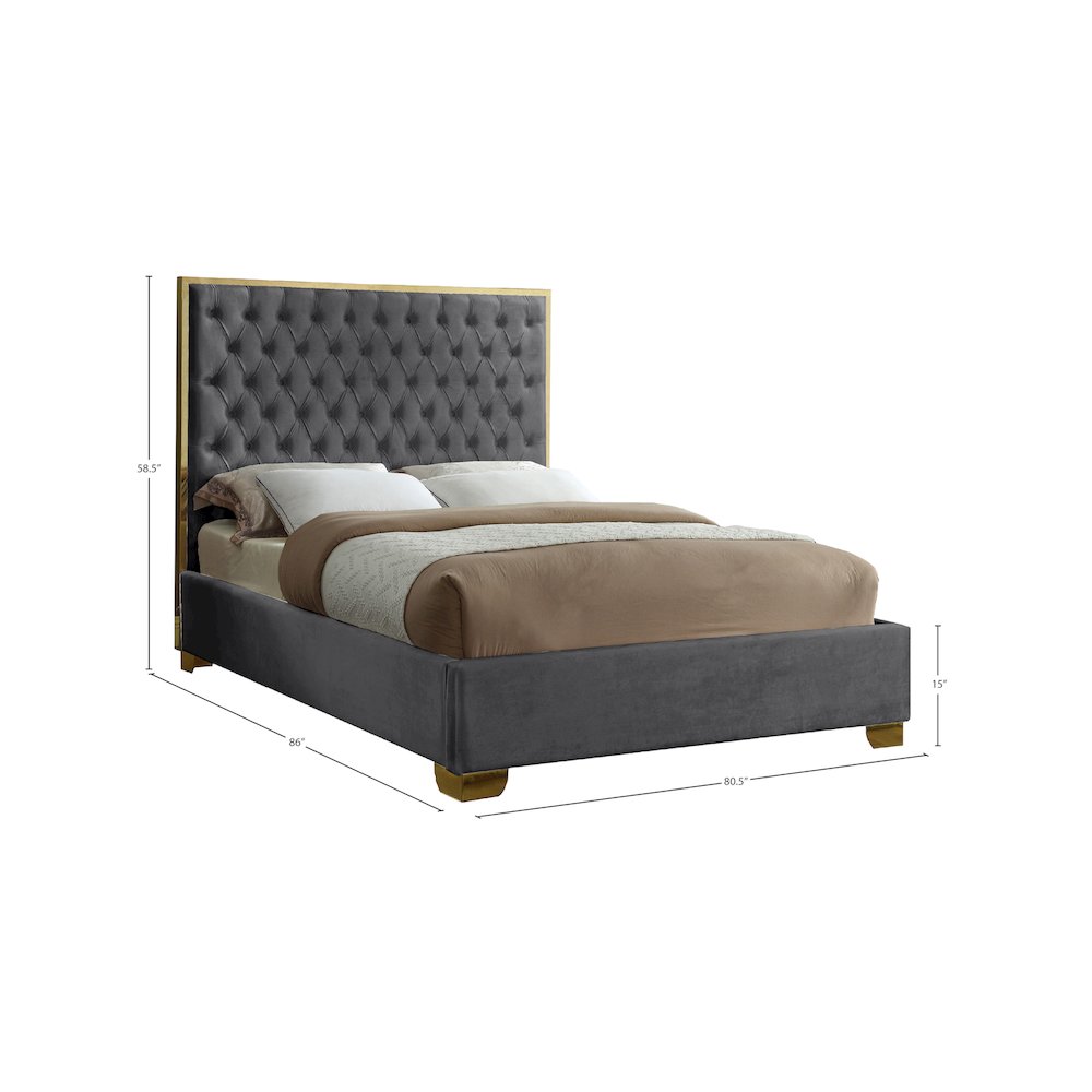 Lana Grey Velvet King Bed. Picture 2