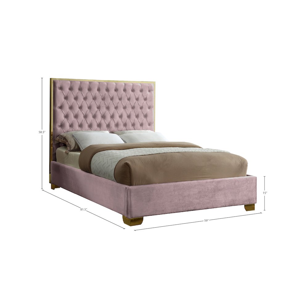 Lana Pink Velvet Full Bed. Picture 2