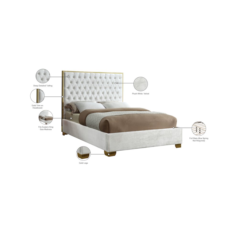 Lana White Velvet King Bed. Picture 3