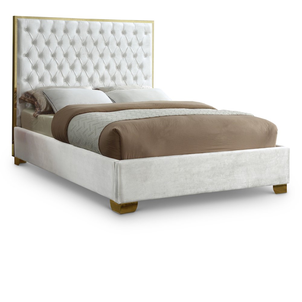 Lana White Velvet King Bed. Picture 1