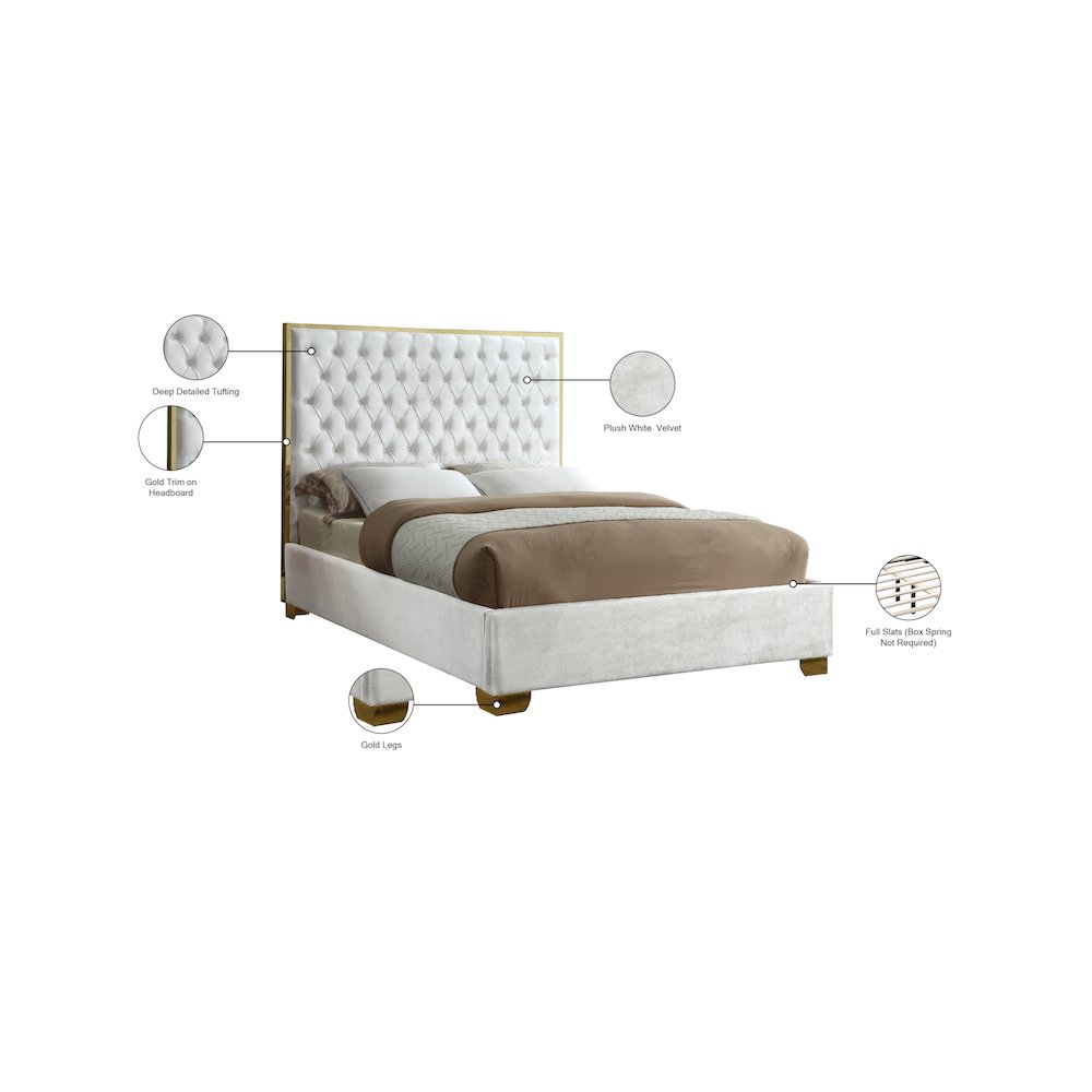 Lana White Velvet Queen Bed. Picture 3