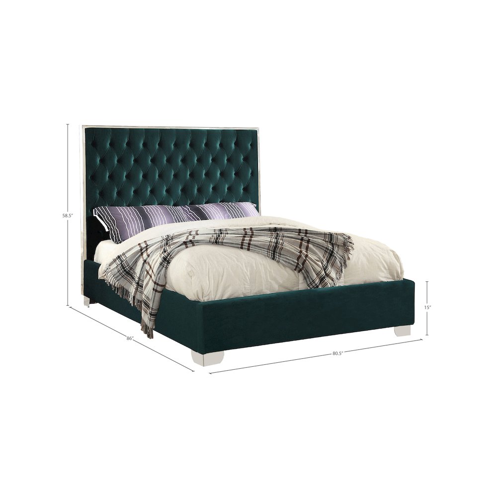 Lexi Green Velvet King Bed. Picture 2