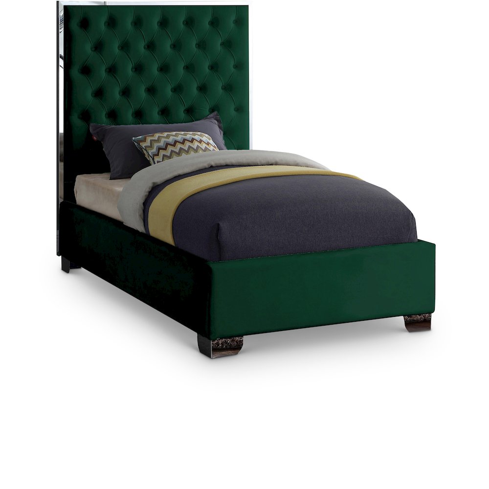 Lexi Green Velvet Twin Bed. Picture 1