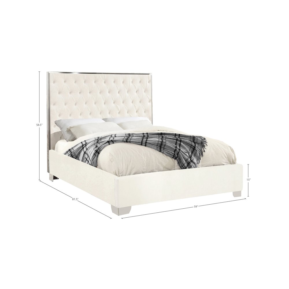 Lexi White Velvet Full Bed. Picture 2