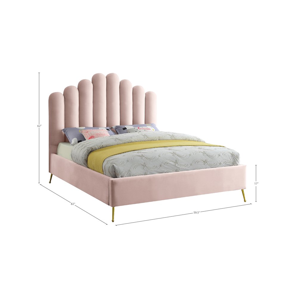 Lily Pink Velvet Full Bed. Picture 6