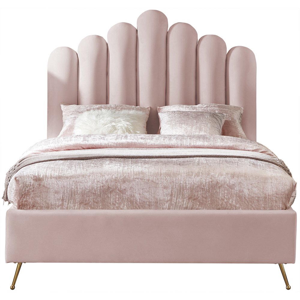 Lily Pink Velvet Full Bed. Picture 2