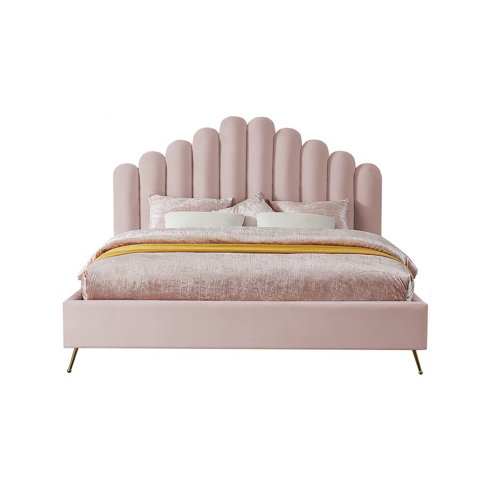 Lily Pink Velvet King Bed. Picture 2