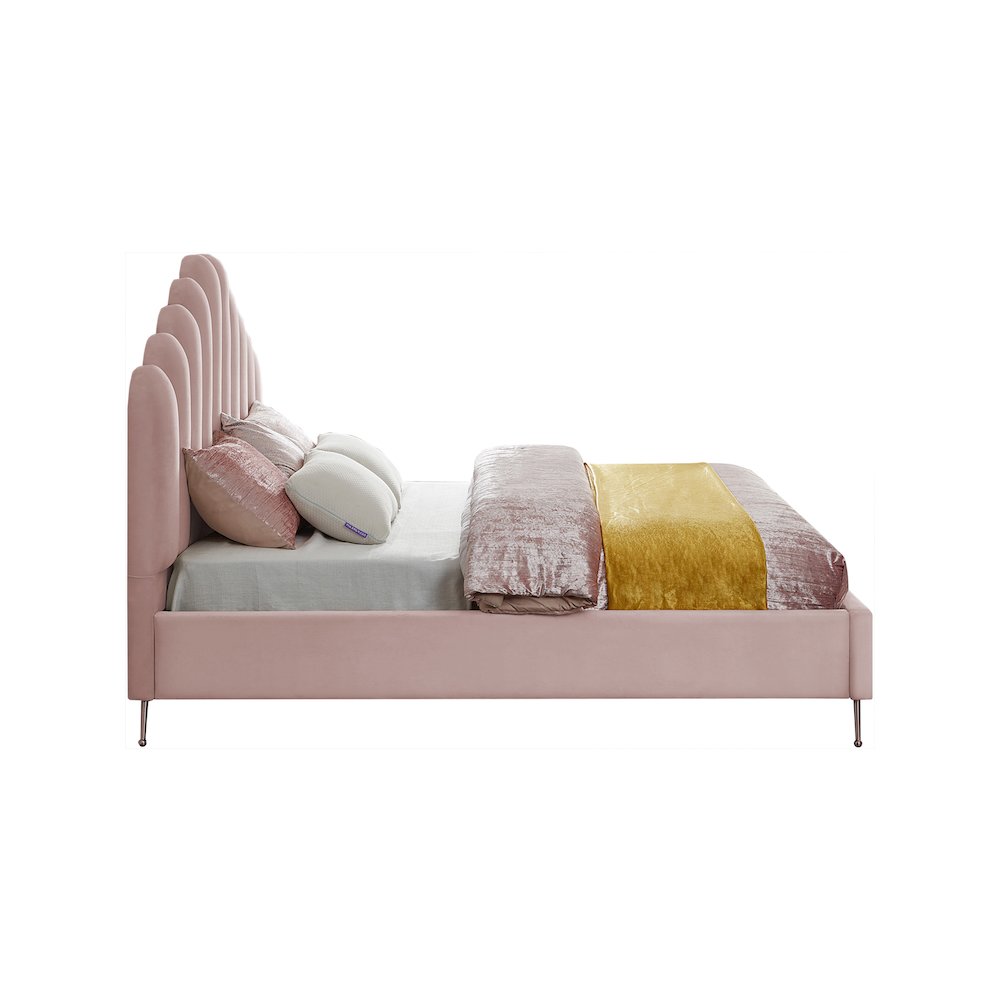 Lily Pink Velvet King Bed. Picture 3