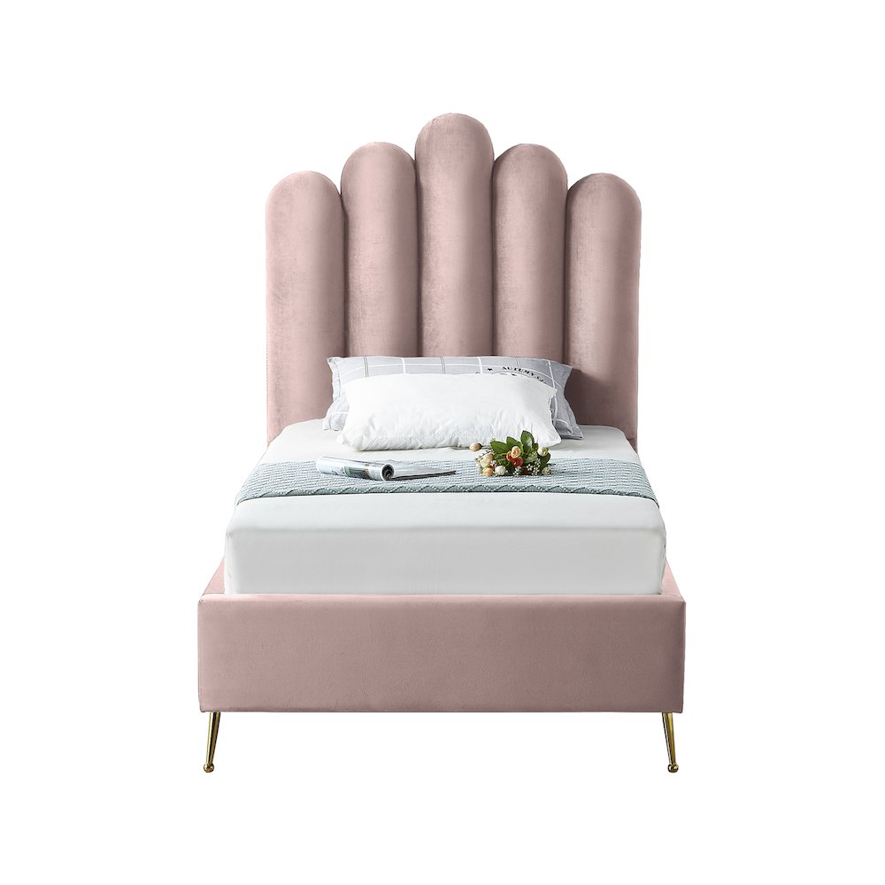 Lily Pink Velvet Twin Bed. Picture 2
