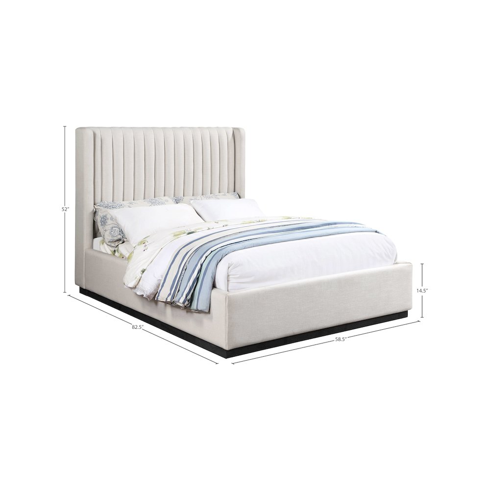Logan Beige Linen Textured Fabric Full Bed. Picture 7