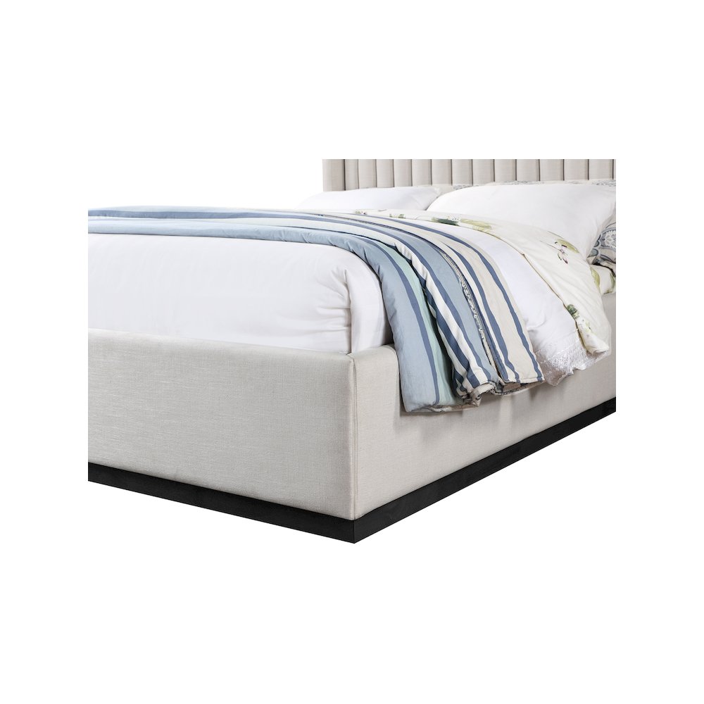Logan Beige Linen Textured Fabric Full Bed. Picture 5