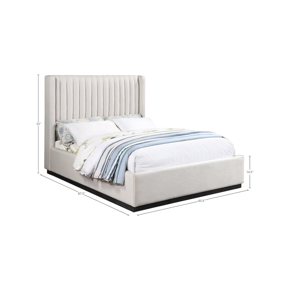 Logan Beige Linen Textured Fabric Queen Bed. Picture 7