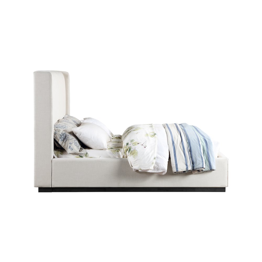 Logan Beige Linen Textured Fabric Queen Bed. Picture 3