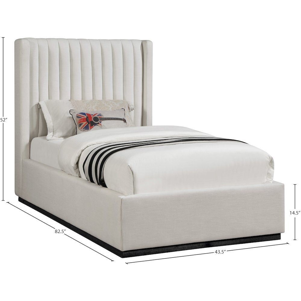 Logan Beige Linen Textured Fabric Twin Bed. Picture 7