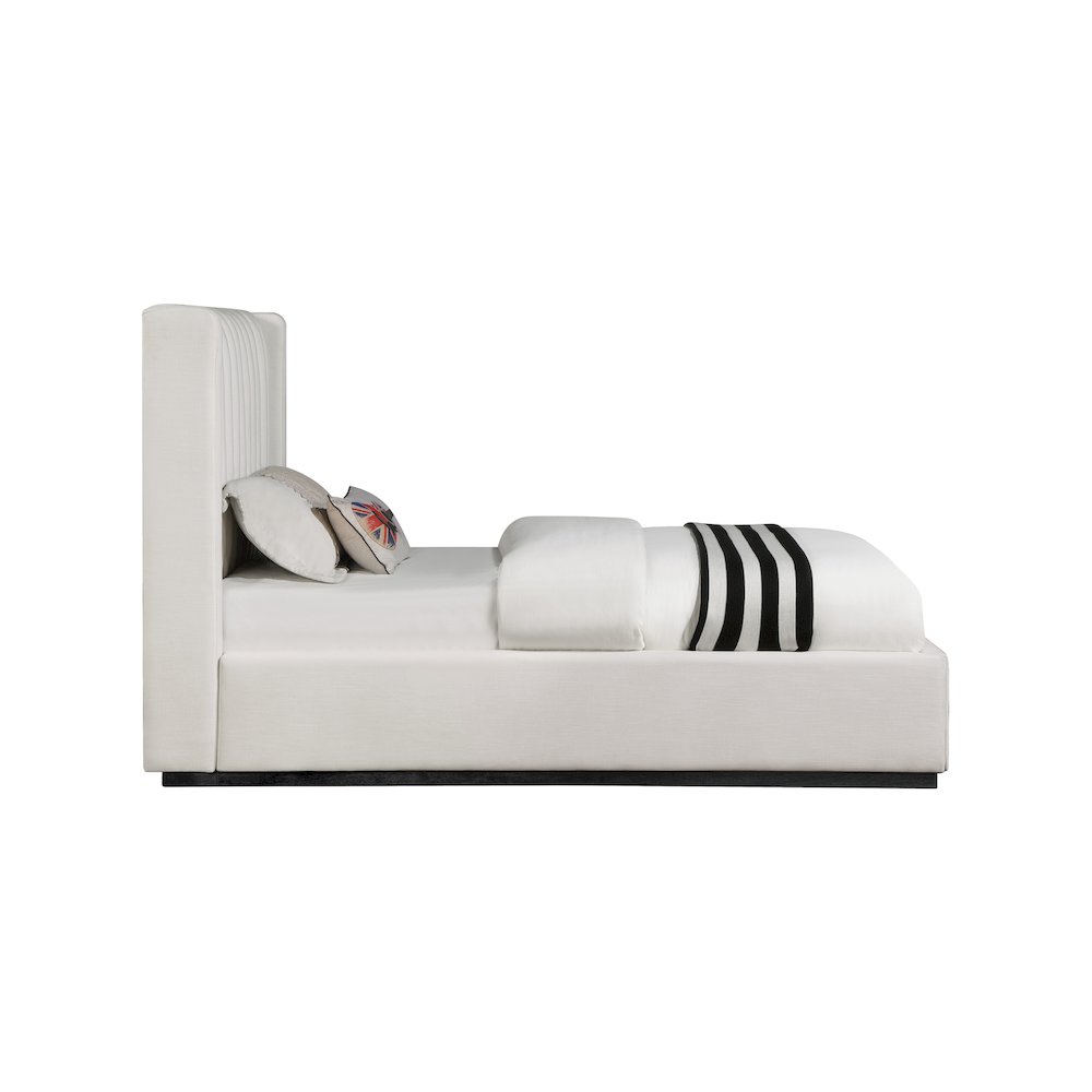 Logan Beige Linen Textured Fabric Twin Bed. Picture 3